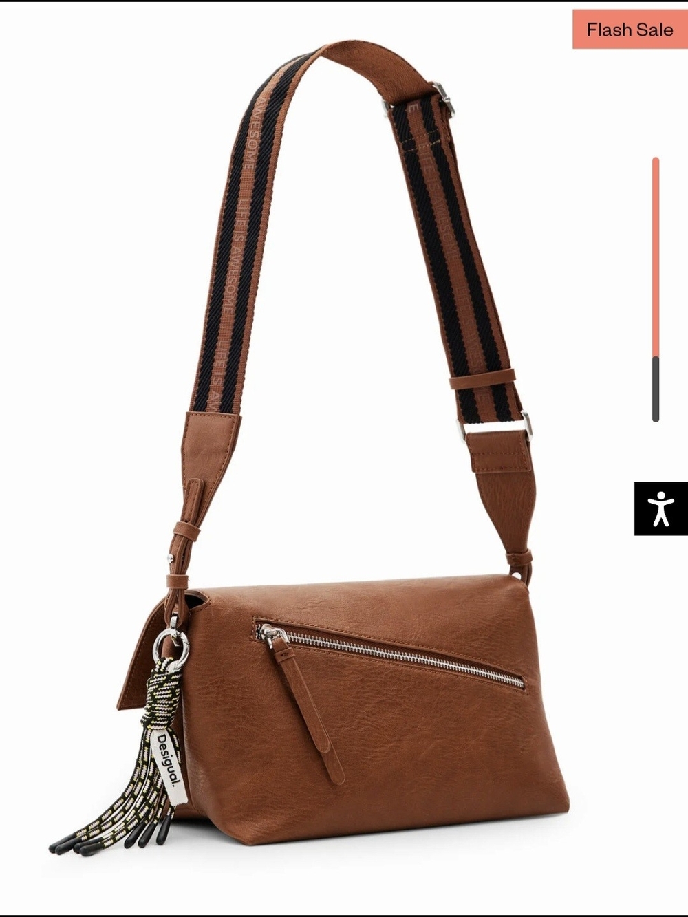Desigual Brown Embossed Faux-Leather Crossbody Bag - Picture 4 of 14